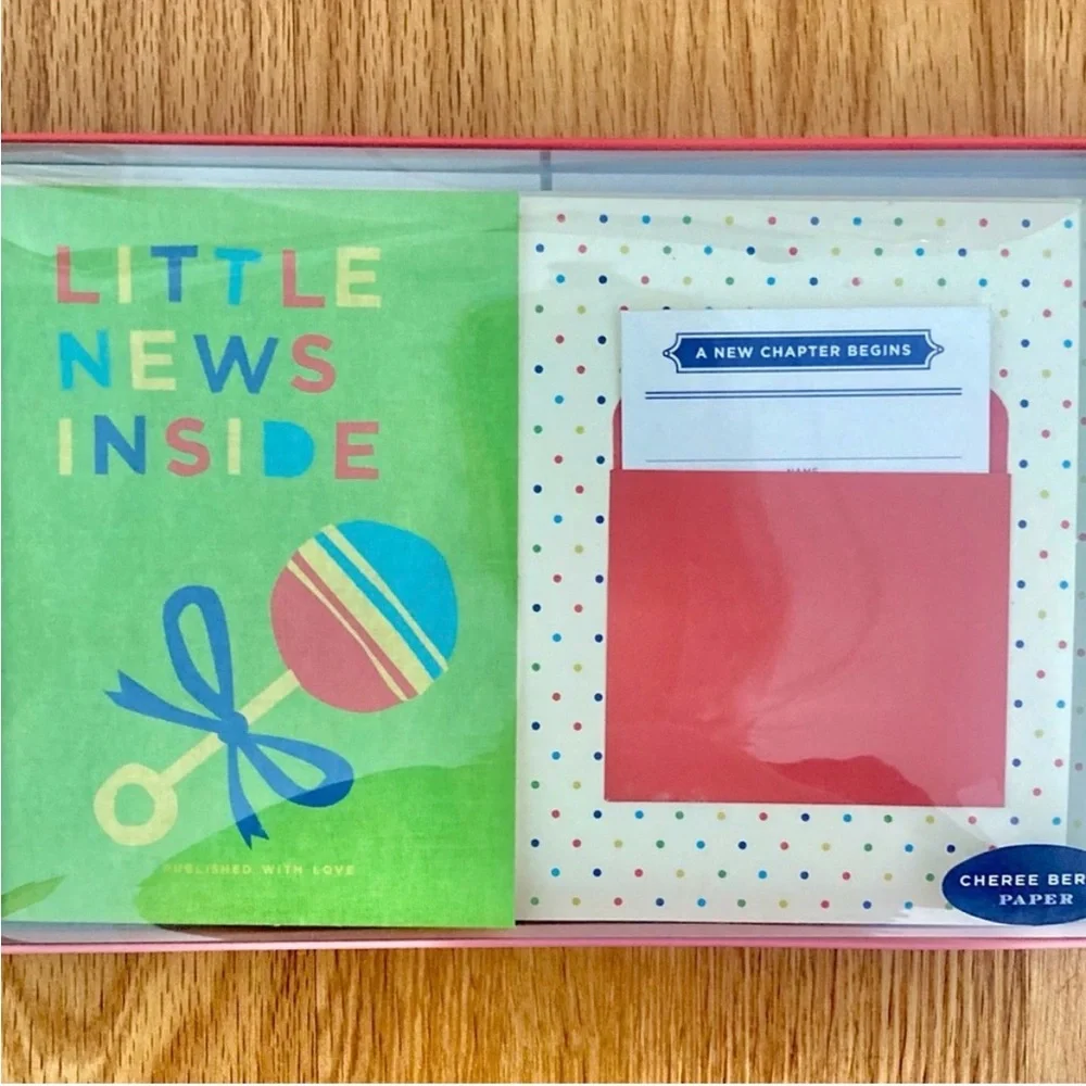 Little News Inside Baby Announcement Stationery Set Cherée Berry Paper Set of 2